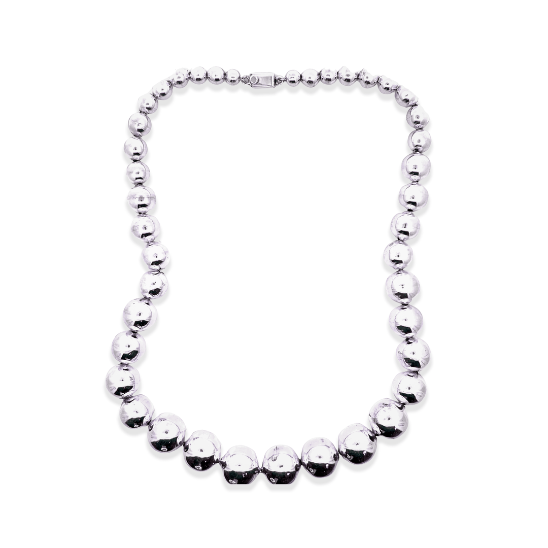 Estate Sterling Silver Graduated Bead Necklace