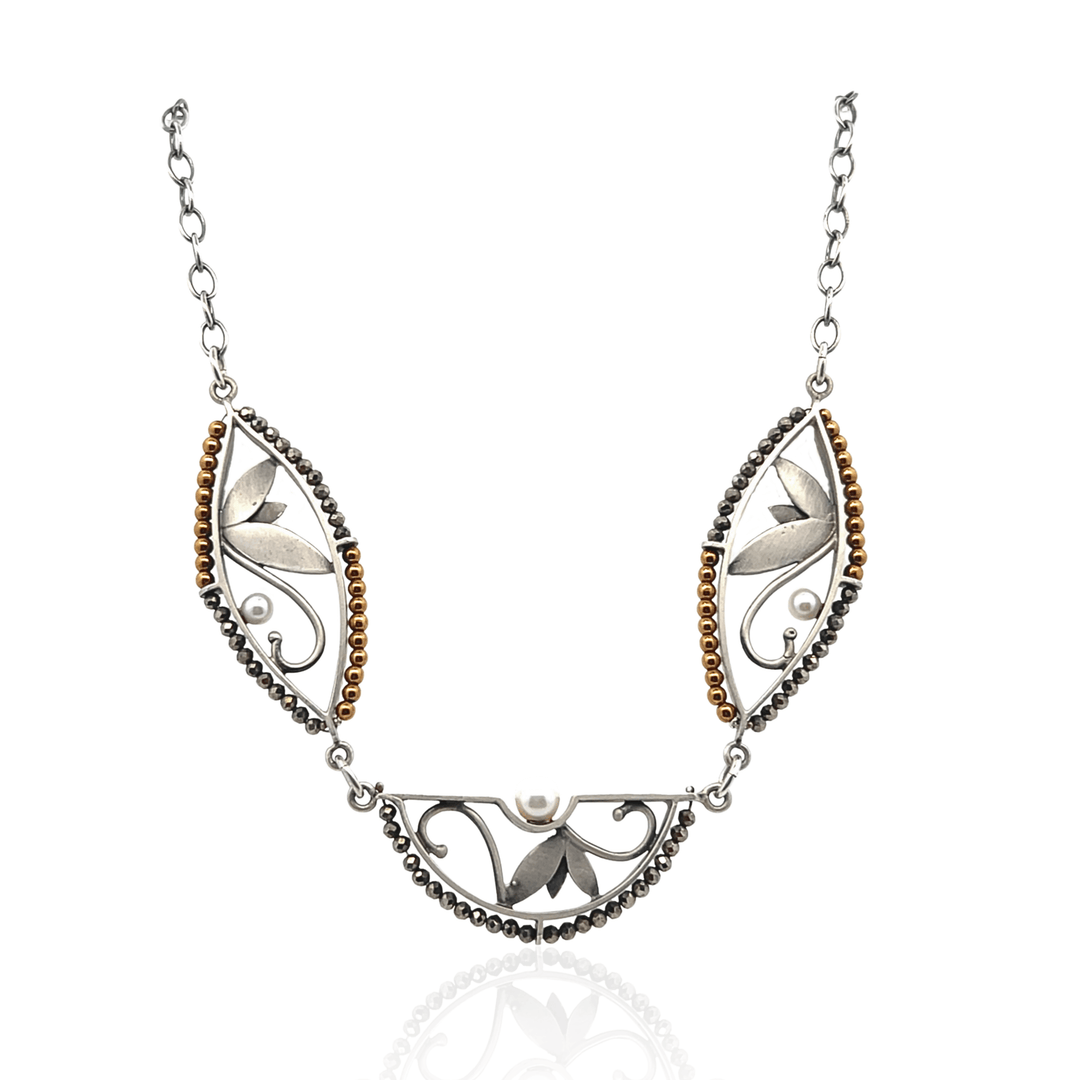 Estate Sterling Silver Geometric Scroll Necklace