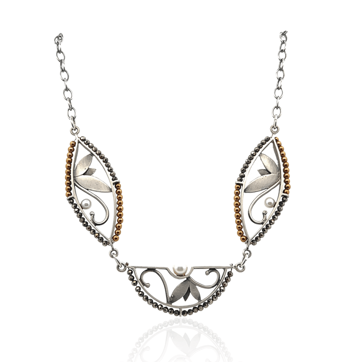 Estate Sterling Silver Geometric Scroll Necklace