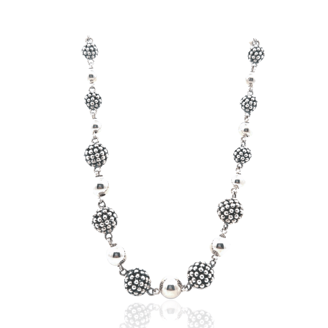 Estate Sterling Silver Michael Dawkins Caviar Ball Necklace