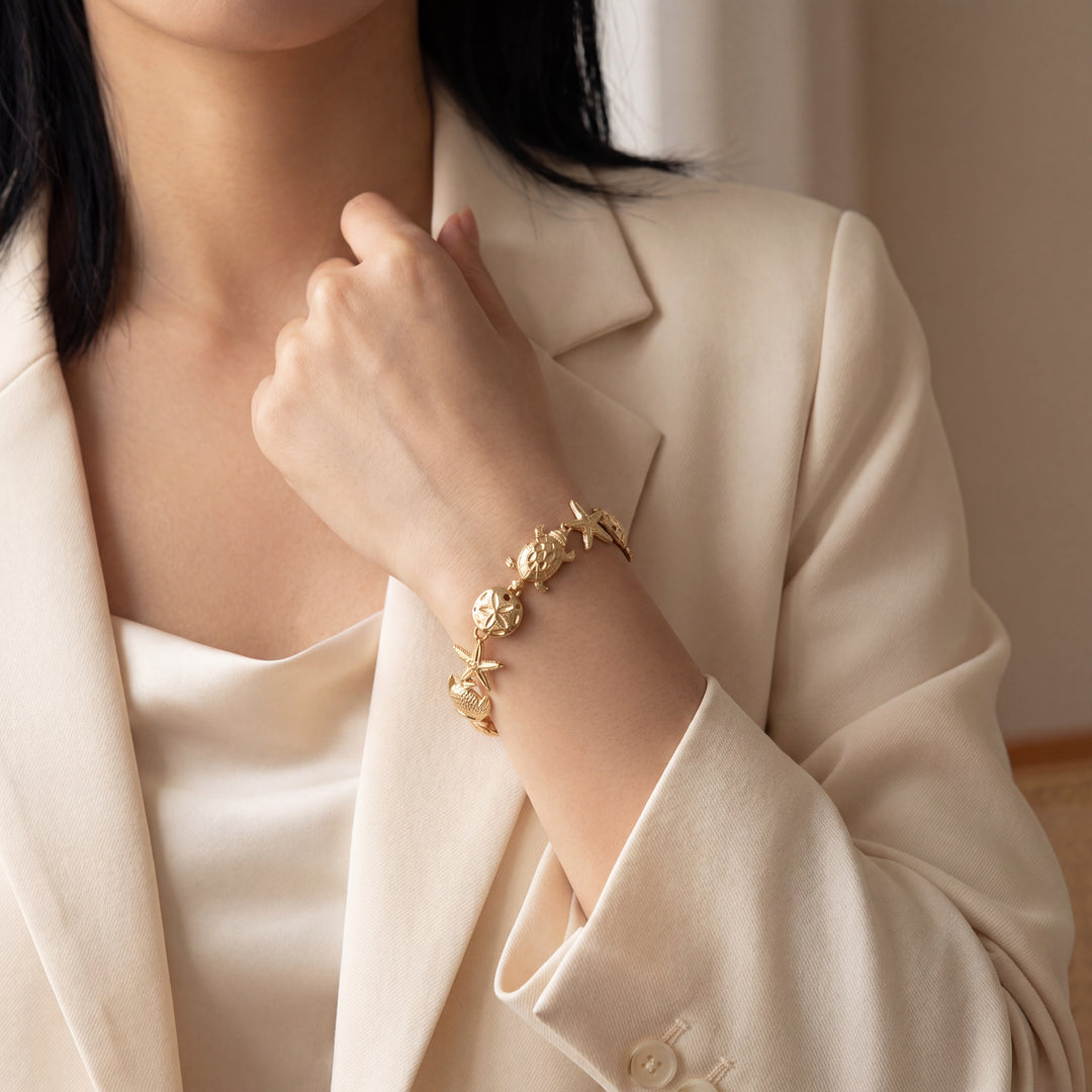 Estate 14K Yellow Gold Sea Life Motif Bracelet