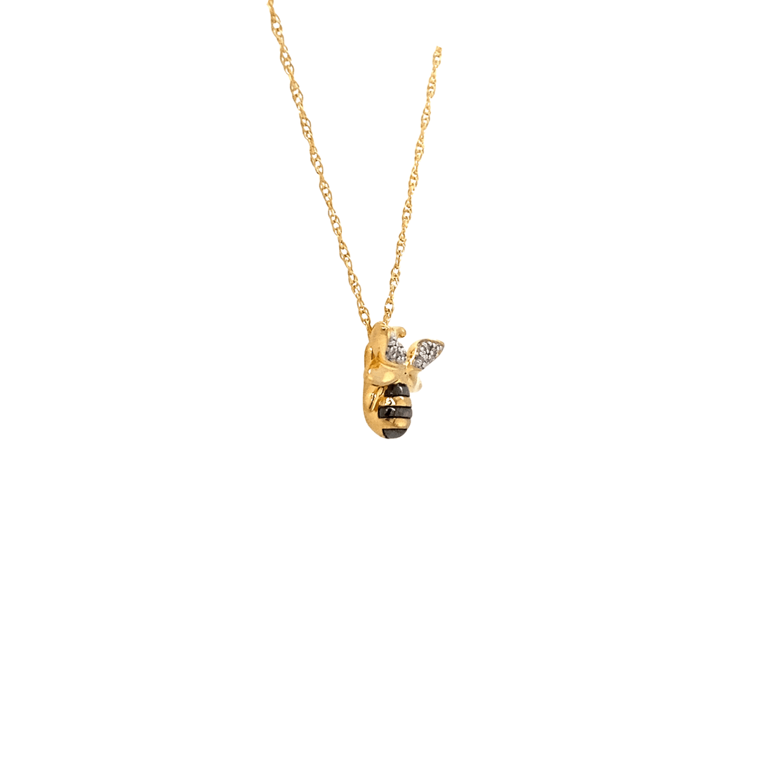 Sterling Silver & Yellow Gold Plated Diamond Bee Necklace
