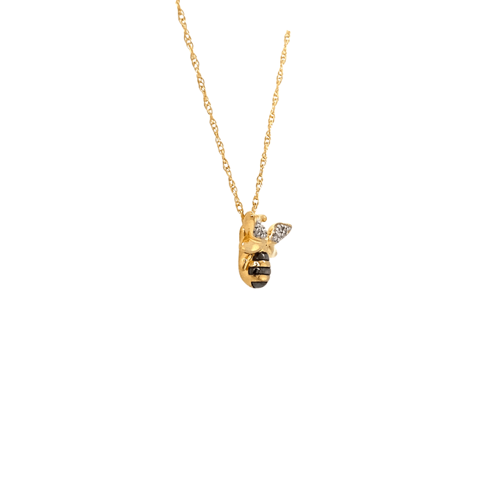 Sterling Silver & Yellow Gold Plated Diamond Bee Necklace