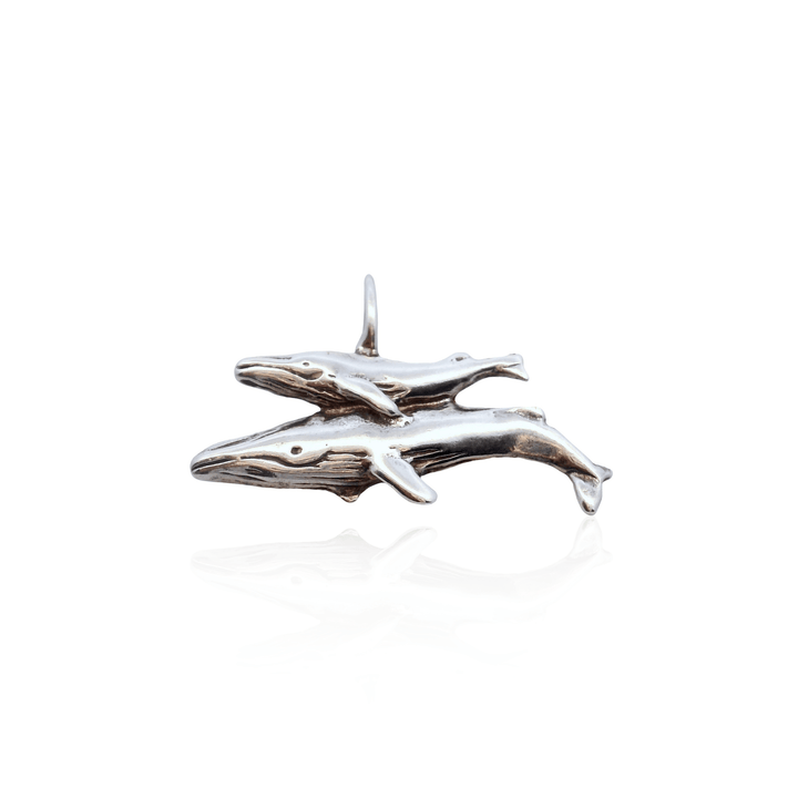 Estate Sterling Silver Whale & Calf Pendant
