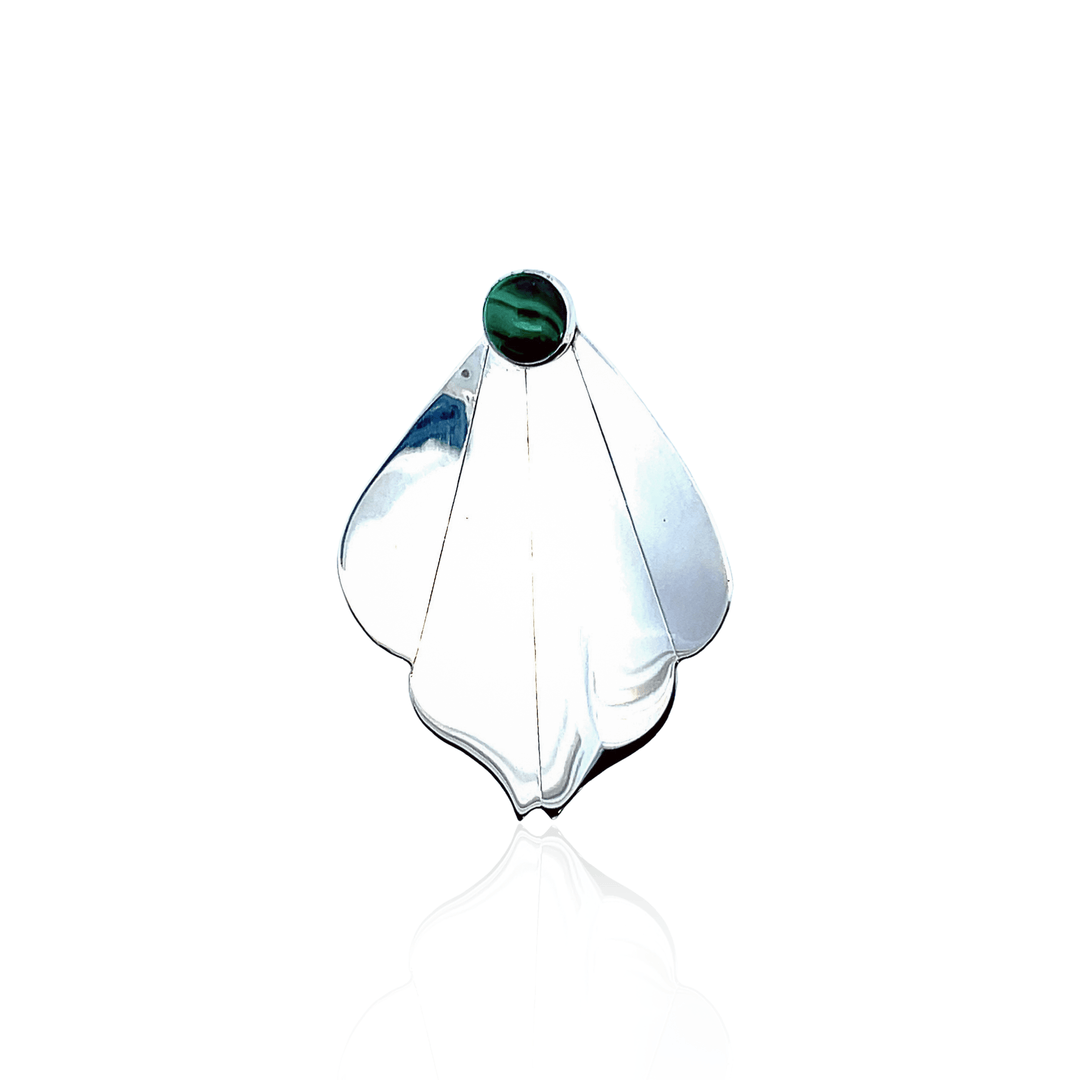 Estate Sterling Silver Malachite Organic Design Pendant