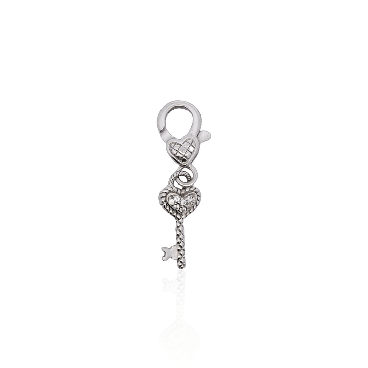 Estate Sterling Silver Judith Ripka Heart Key Charm