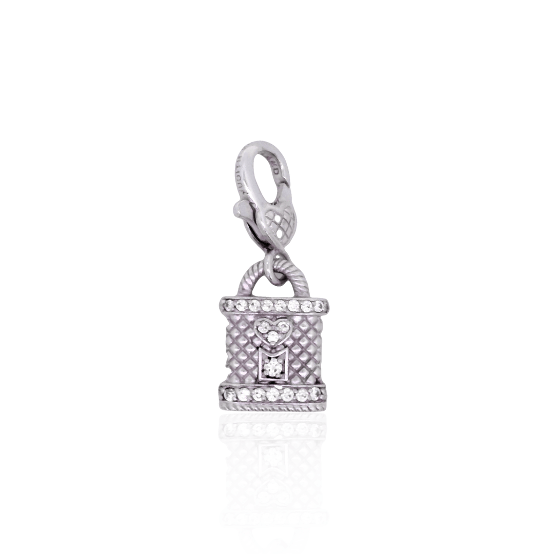 Estate Sterling Silver Cubic Zirconia Judith Ripka Heart Charm