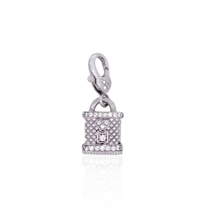 Estate Sterling Silver Cubic Zirconia Judith Ripka Heart Charm