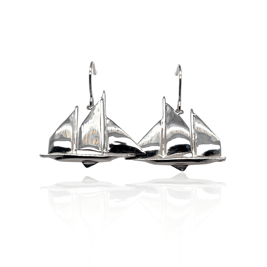 Sterling Silver Sailboat Drop Earrings