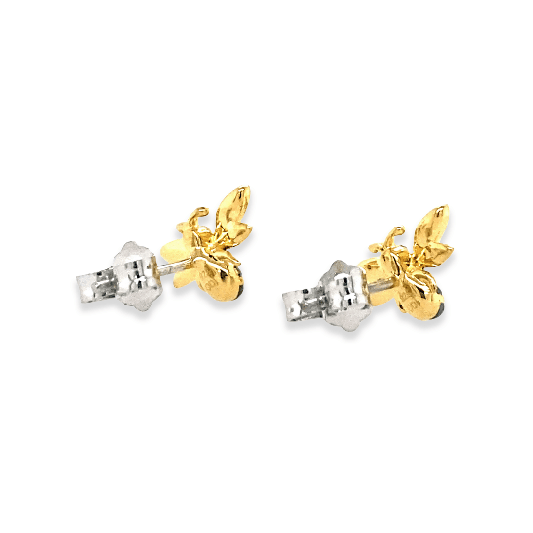 Gold Plated Diamond Bee Stud Earrings