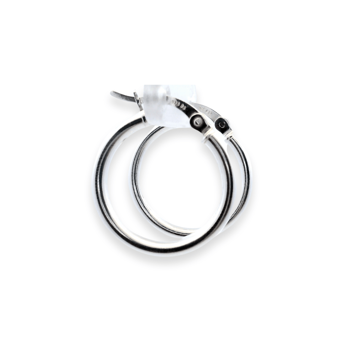 Sterling Silver 2.5x20MM French-Lock Tube Hoop Earrings