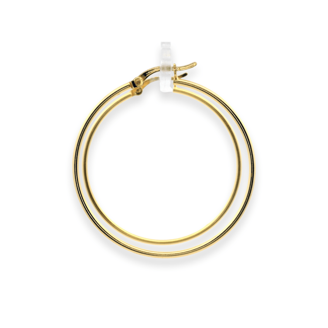 14K Yellow Gold Vermeil 1.5x40MM French-Lock Tube Hoop Earrings