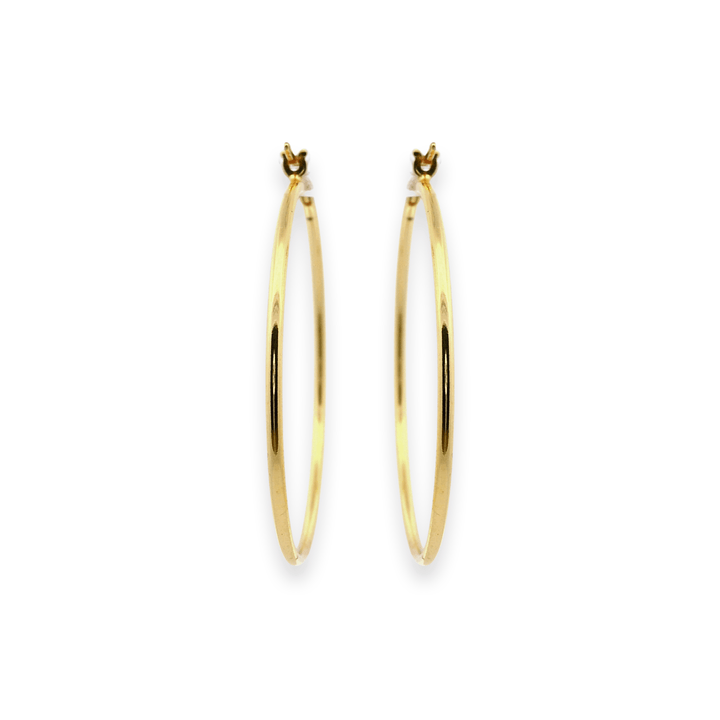 14K Yellow Gold Vermeil 1.5x40MM French-Lock Tube Hoop Earrings