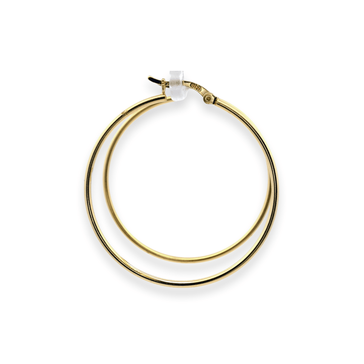 14K Yellow Gold Vermeil 1.5x40MM French-Lock Tube Hoop Earrings