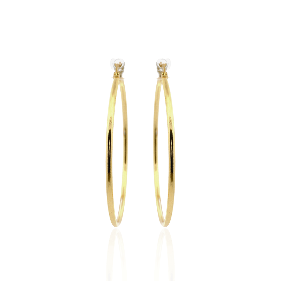 14K Yellow Gold Vermeil 1.5x40MM French-Lock Tube Hoop Earrings