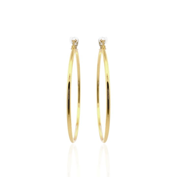 14K Yellow Gold Vermeil 1.5x40MM French-Lock Tube Hoop Earrings