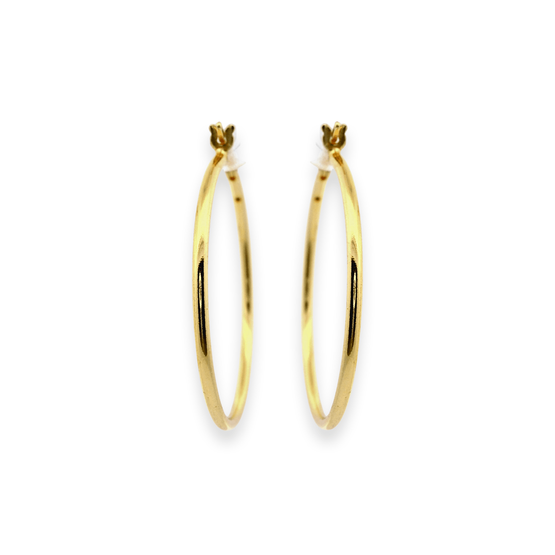 14K Yellow Gold Vermeil 1.5x30MM French-Lock Tube Hoop Earrings