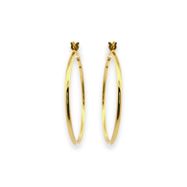 14K Yellow Gold Vermeil 1.5x30MM French-Lock Tube Hoop Earrings