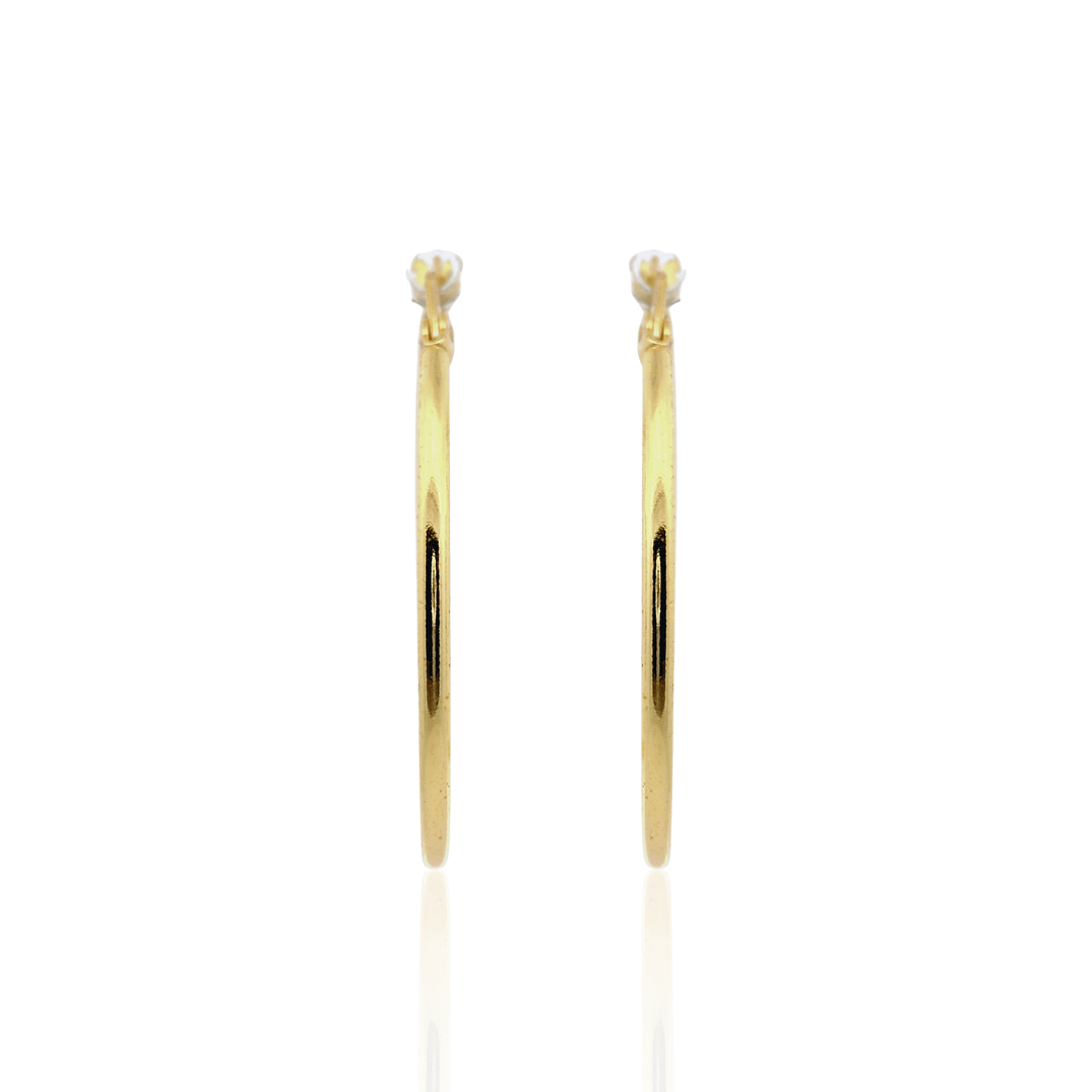 14K Yellow Gold Vermeil 1.5x30MM French-Lock Tube Hoop Earrings