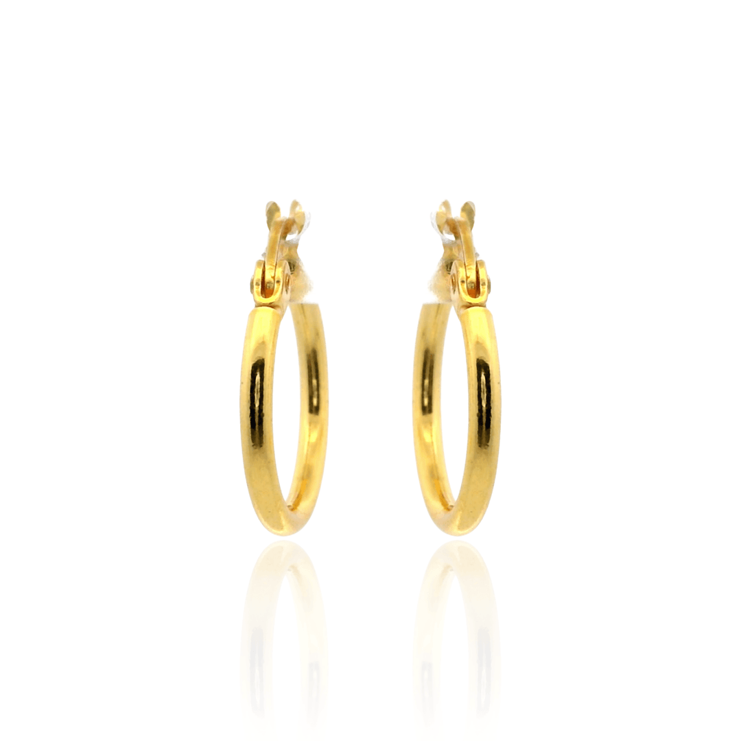 14K Yellow Gold Vermeil 1.5x14MM French-Lock Tube Hoop Earrings
