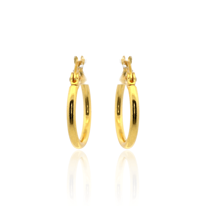 14K Yellow Gold Vermeil 1.5x14MM French-Lock Tube Hoop Earrings