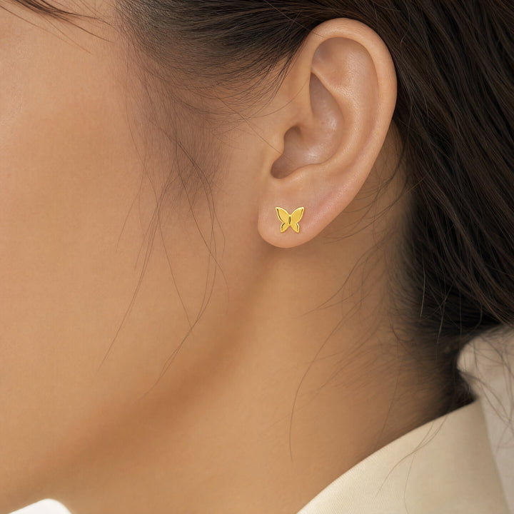 14K Yellow Gold Filled Butterfly Stud Earrings