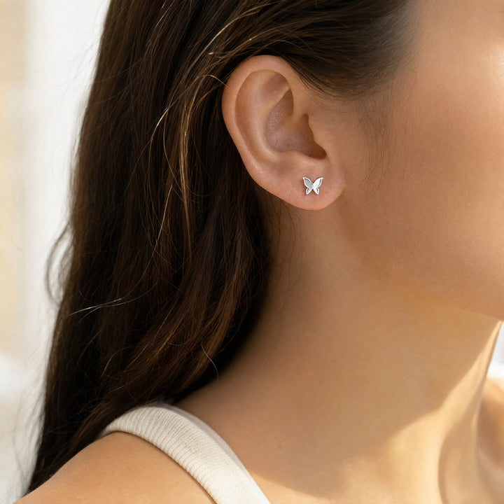 Sterling Silver Mini Butterfly Stud Earrings
