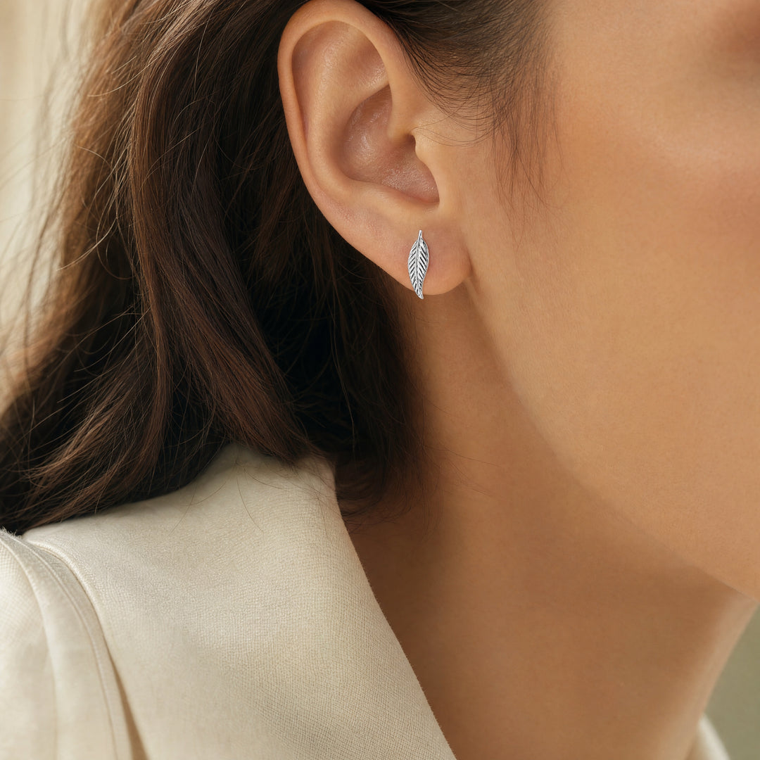 Sterling Silver Little Leaf Studs