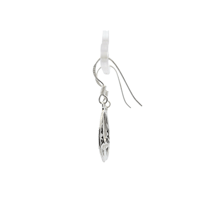 Estate Sterling Silver Oval Filigree Drop Earrings