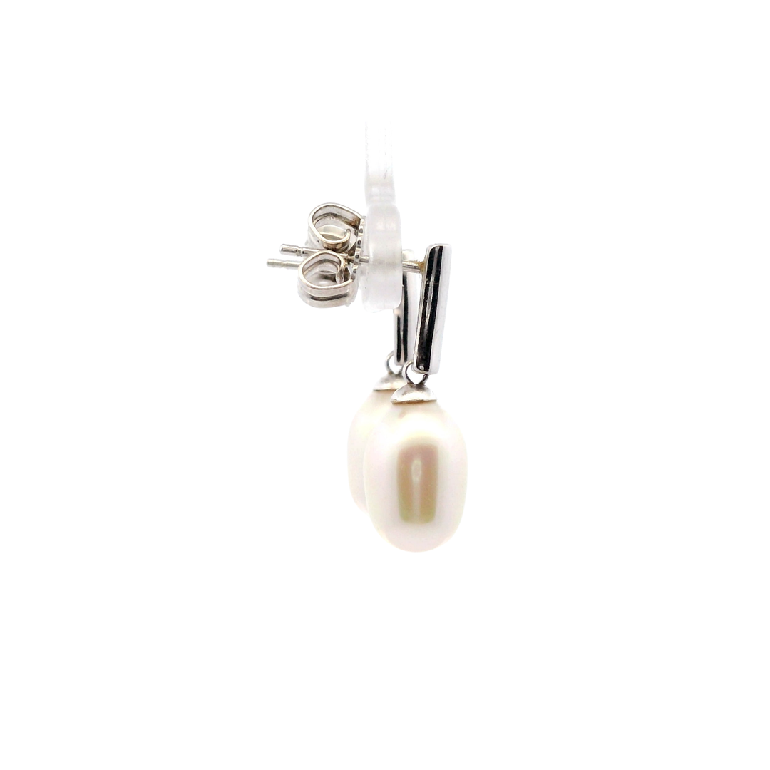 Estate Sterling Silver Faux Potato Pearl Drop Earrings