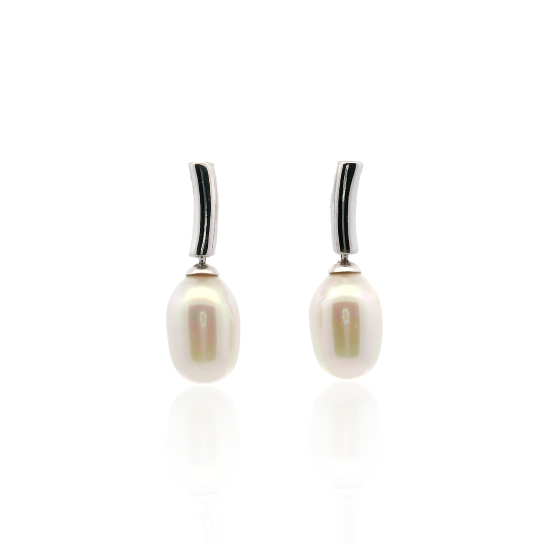 Estate Sterling Silver Faux Potato Pearl Drop Earrings