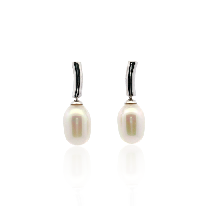Estate Sterling Silver Faux Potato Pearl Drop Earrings