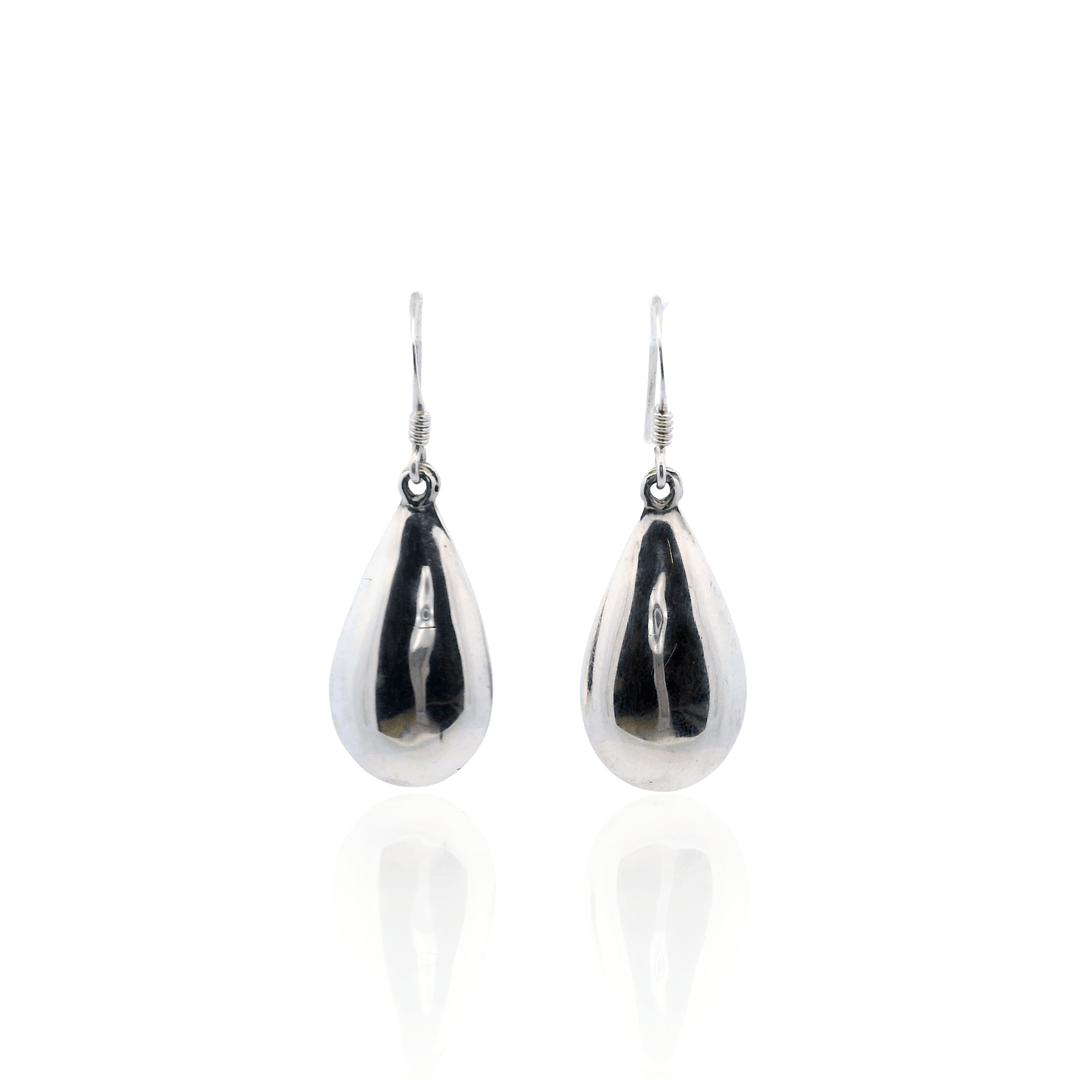 Estate Sterling Silver Puffed Teardrop Dangle Earrings