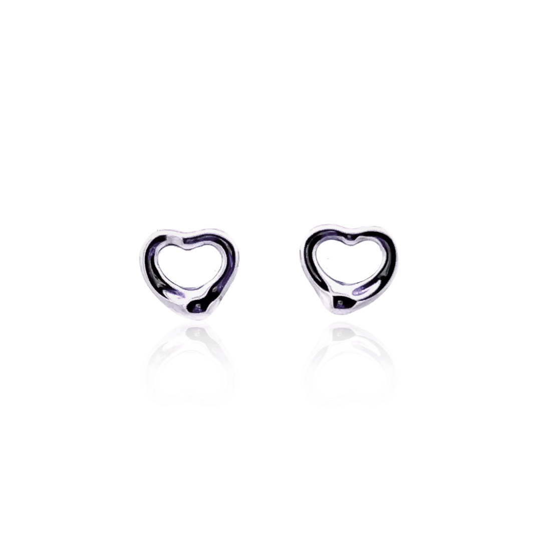 Estate Sterling Silver Heart Stud Earrings by Elsa Peretti for Tiffany & Co.