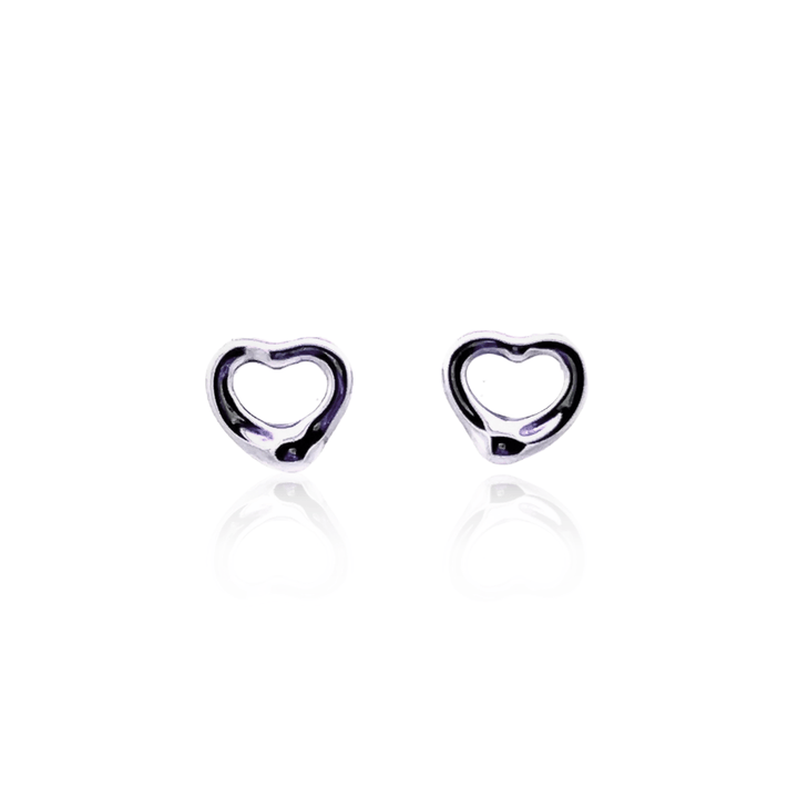 Estate Sterling Silver Heart Stud Earrings by Elsa Peretti for Tiffany & Co.