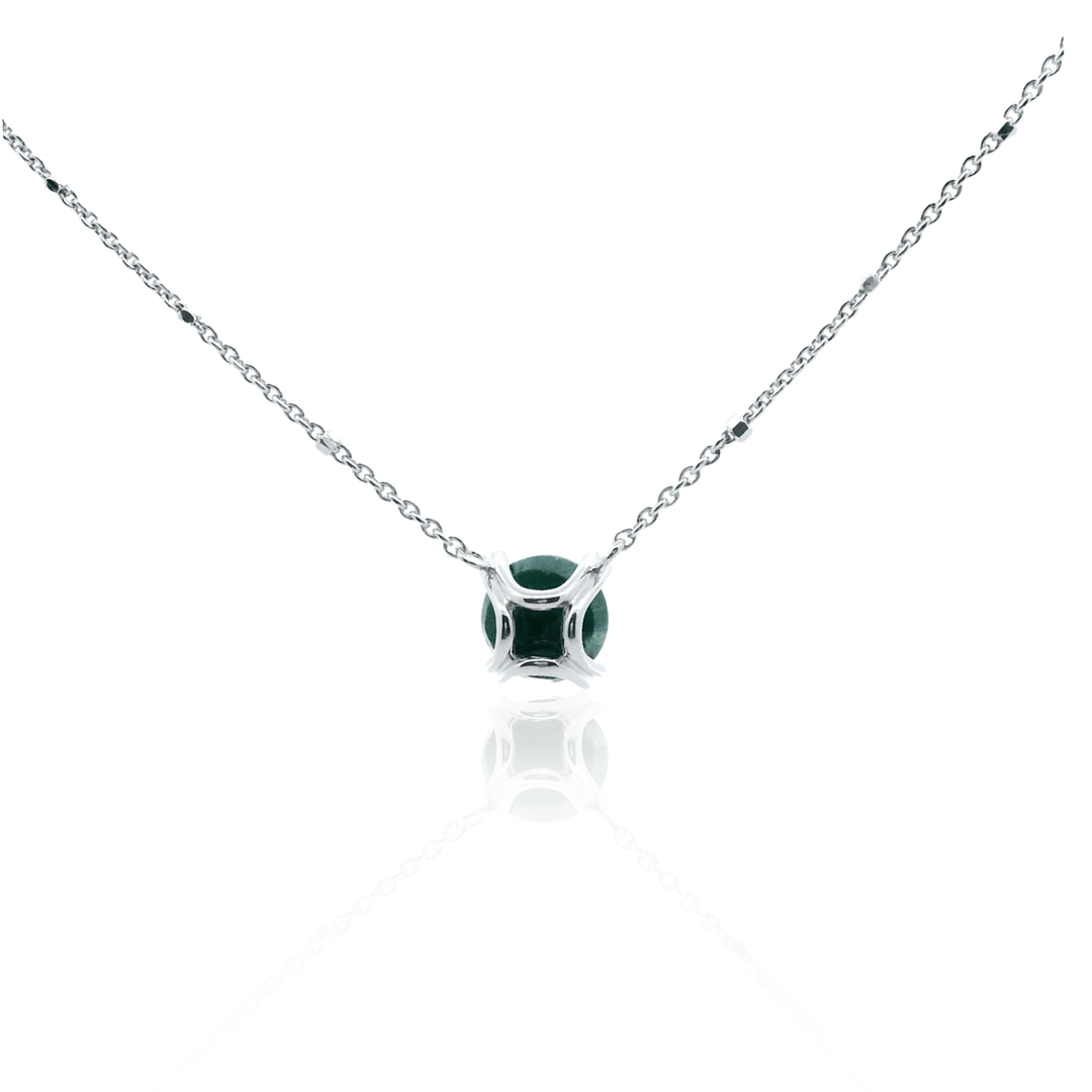 Sterling Silver Emerald Solitaire Necklace by Samuel B.