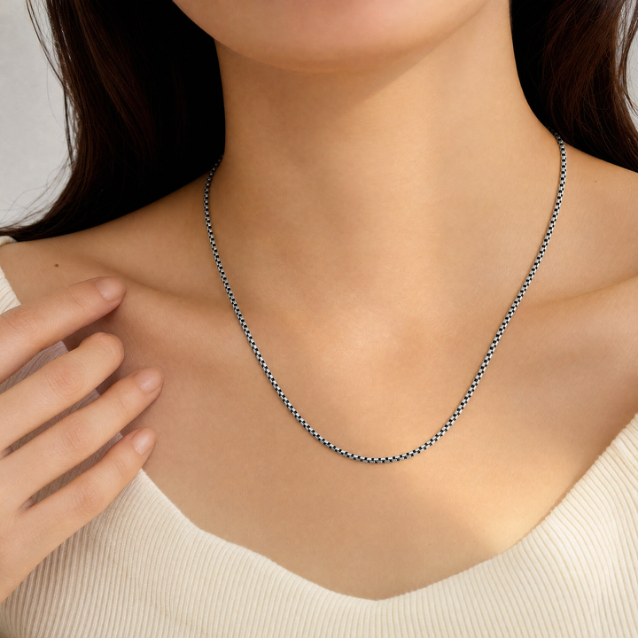 Estate Sterling Silver Popcorn Chain Necklace