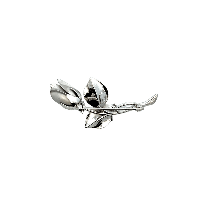 Estate Sterling Silver Rose Figural Brooch
