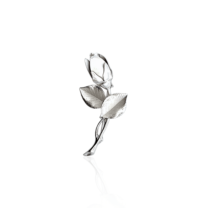 Estate Sterling Silver Rose Figural Brooch
