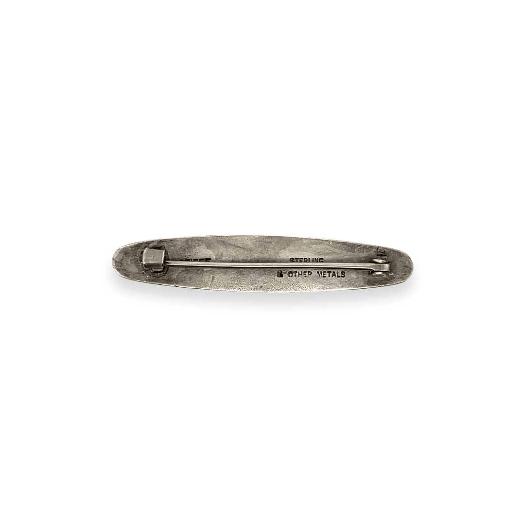 Estate Stieff Sterling Silver Rose & Floral Patterned Bar Pin