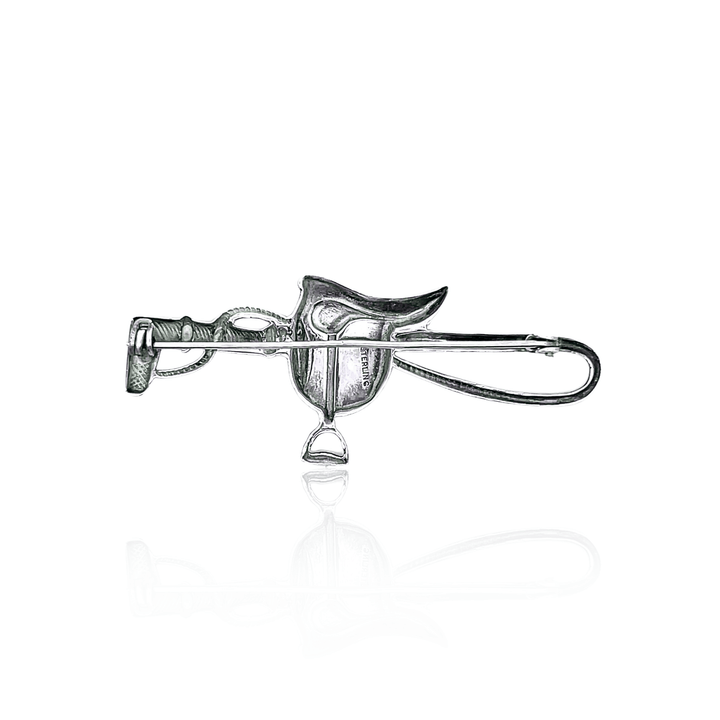 Estate Sterling Silver Vintage Horse Saddle & Crop Pin