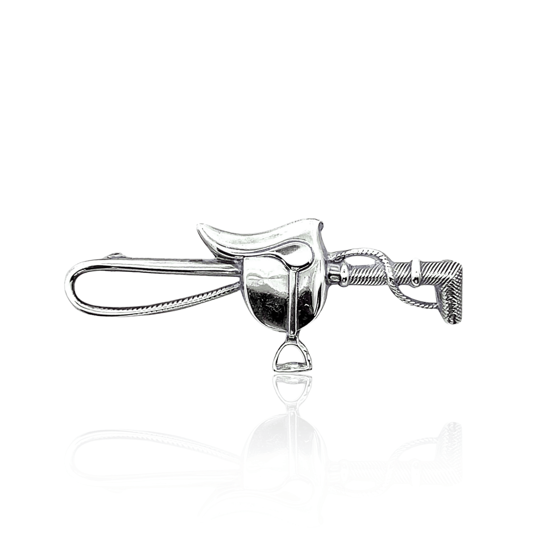 Estate Sterling Silver Vintage Horse Saddle & Crop Pin