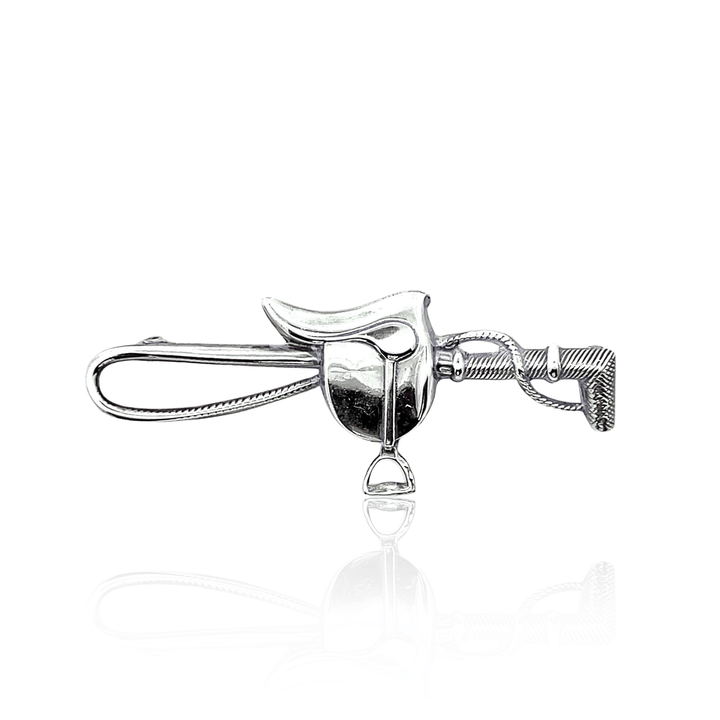 Estate Sterling Silver Vintage Horse Saddle & Crop Pin