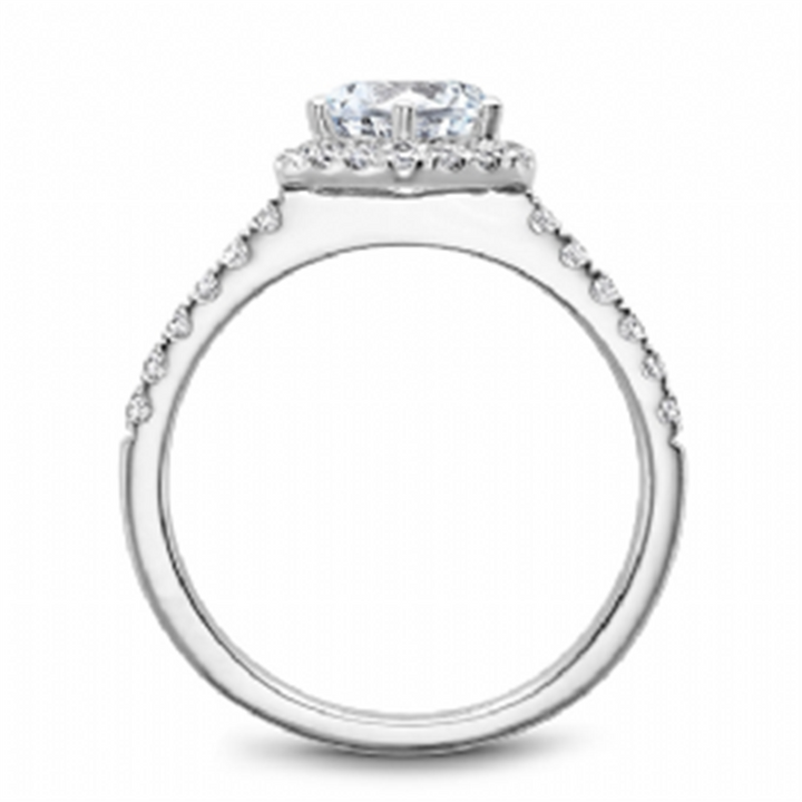 14K White Gold 0.33ctw Diamond Hexagon Halo Engagement Ring Mounting