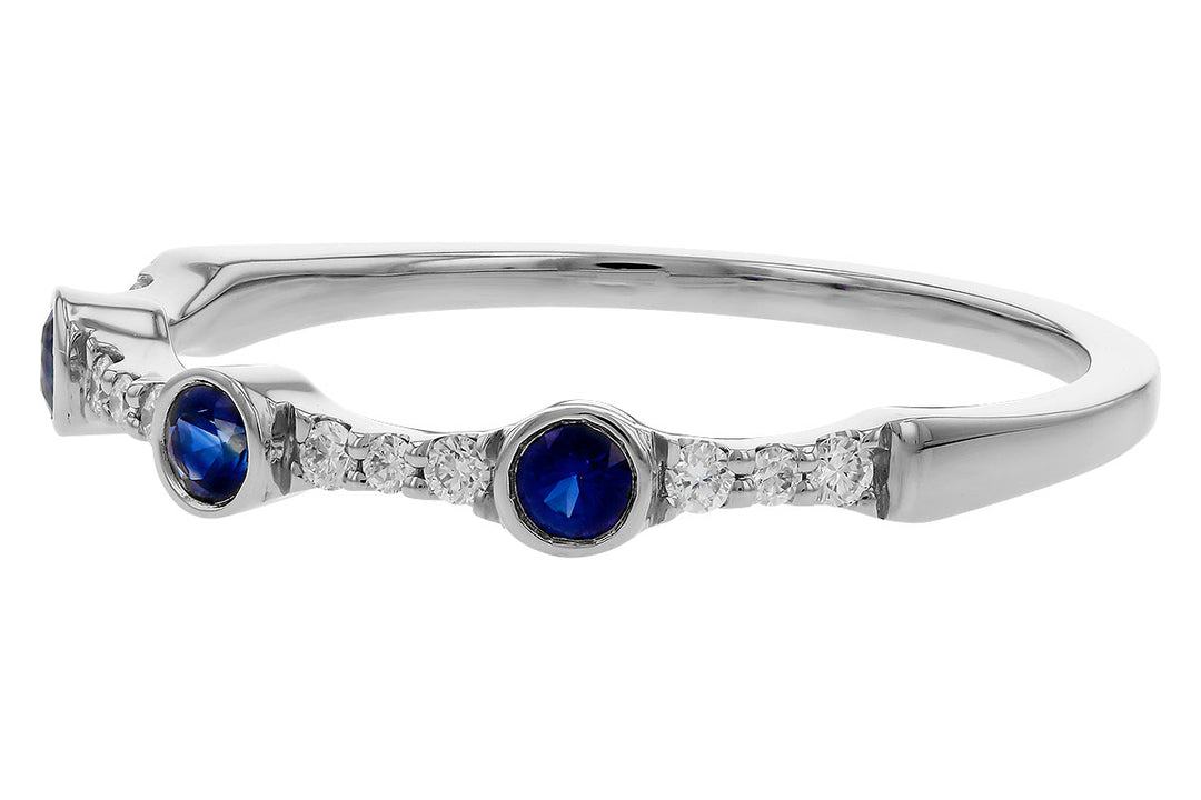 14K White Gold 0.25ctw Blue Sapphire & Diamond Station Ring by Allison Kaufman