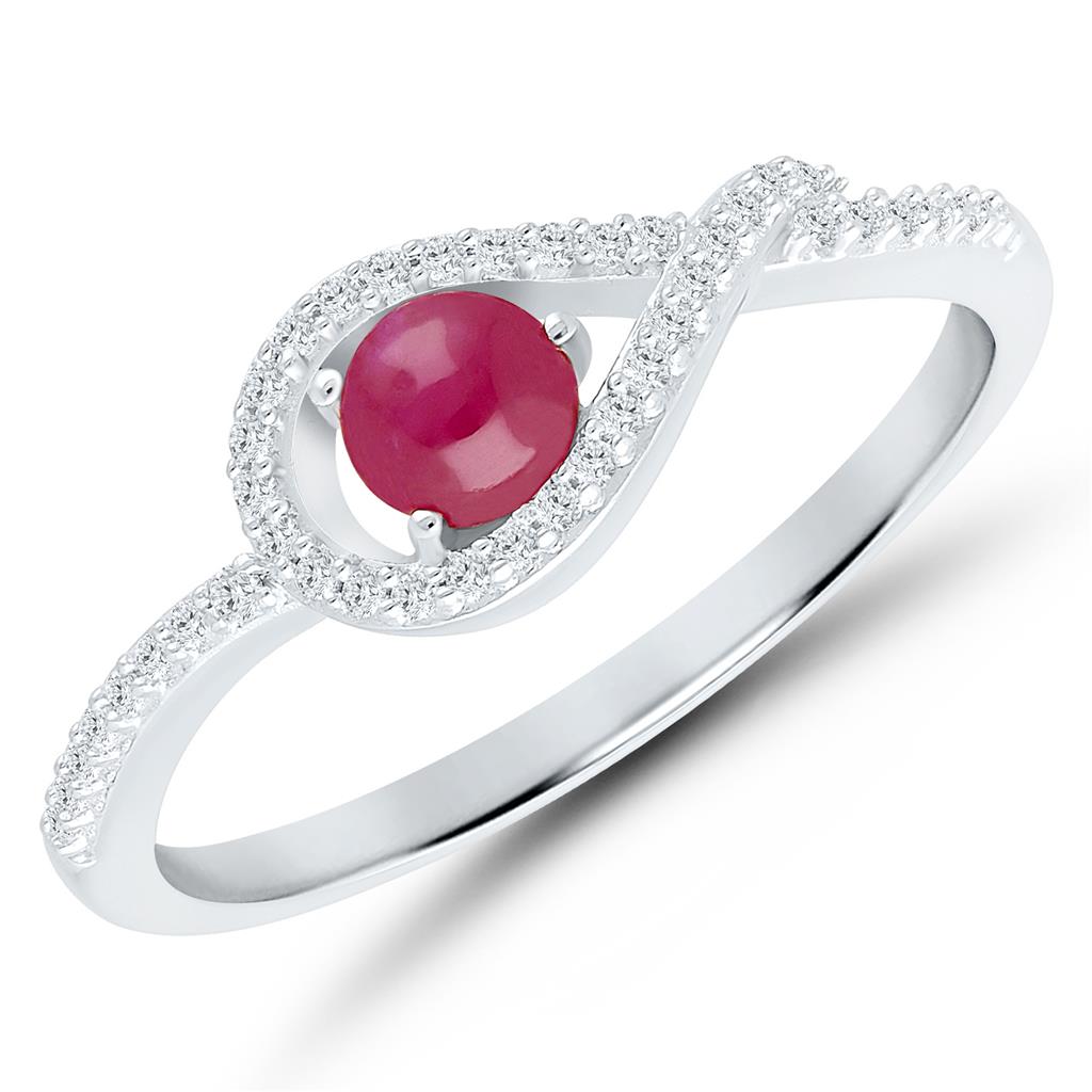 14K White Gold 0.51ctw Lovefire Ruby & Diamond Halo Ring