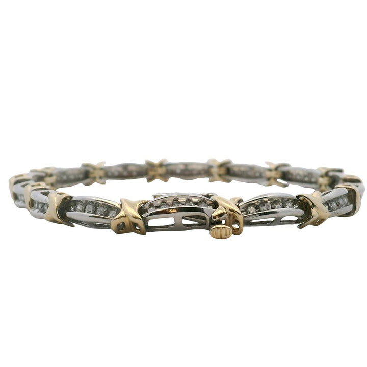 Estate 10K Two-Tone Gold Diamond Bracelet