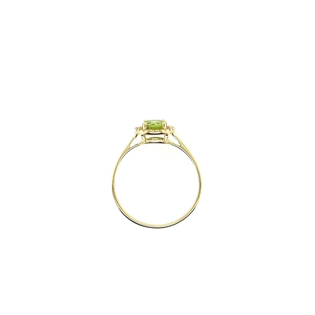 14K Yellow Gold 0.61ctw Round Peridot & Diamond Halo Ring