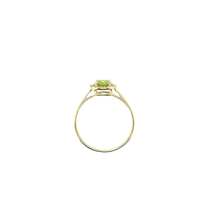 14K Yellow Gold 0.61ctw Round Peridot & Diamond Halo Ring
