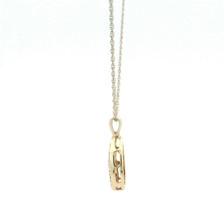 Estate 14K Yellow Gold 0.39ctw Round Diamond Cluster Necklace